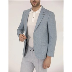 Mavi Keten Karışımlı Spor Ceket