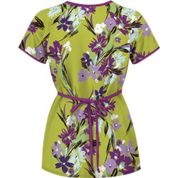 UA Island Bouquet Giddy Green Mock Wrap Scrub Top
