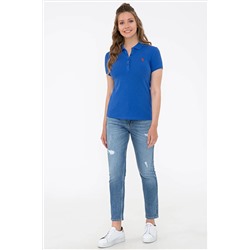 Kadın Saks Basic Polo Yaka Tişört