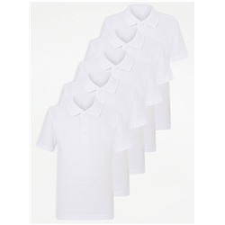White Slim Fit School Polo Shirt 5 Pack