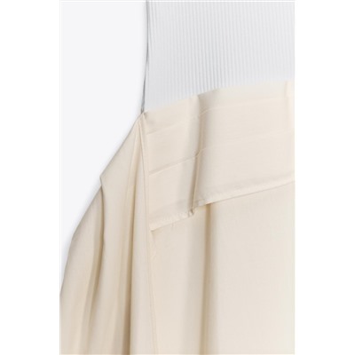 CONTRAST PLEATED DRESS