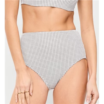 High-Waisted Ribbed Bikini Swim Bottoms