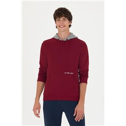 Erkek Bordo Kapüşonlu Sweatshirt