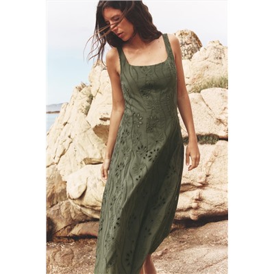MIDI DRESS WITH CUTWORK EMBROIDERY