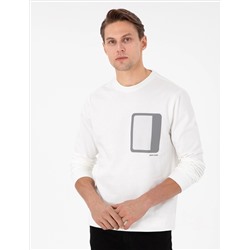 Ekru Regular Fit Bisiklet Yaka Sweatshirt