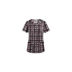 UA Plaid Sugar Berry Scrub Top