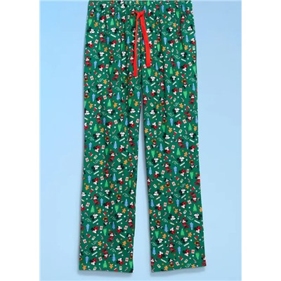 Mid-Rise Plaid Flannel Pajama Pants for Women
