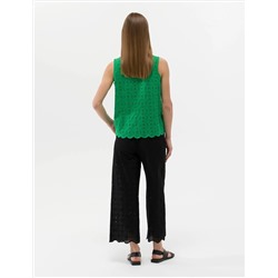 Siyah Flare Cropped Kanvas Pantolon