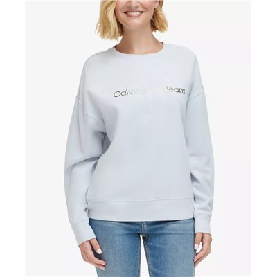 CALVIN KLEIN JEANS Women's West Village Foiled Logo-Print Sweatshirt
