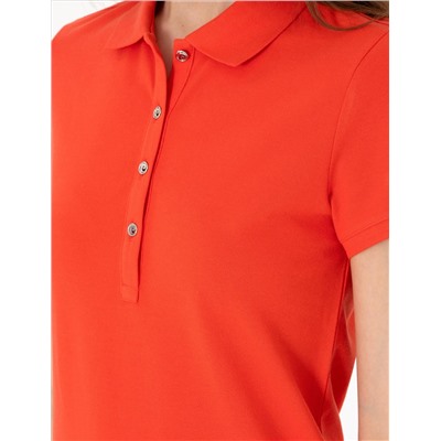 Kırmızı Regular Fit Pamuklu Polo Yaka Basic Tişört
