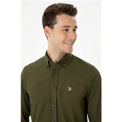 Erkek Haki Uzun Kollu Gömlek