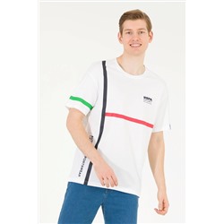 Erkek Beyaz Comfort Bisiklet Yaka Tişört