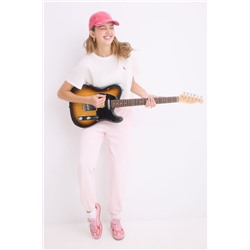 Pantalón largo jogger felpa rosa