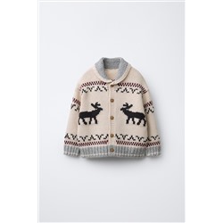 REINDEER CARDIGAN WITH WOOL