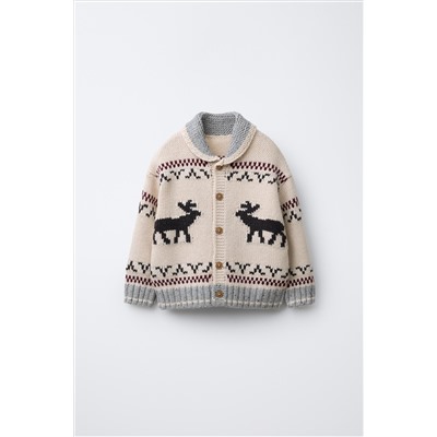 REINDEER CARDIGAN WITH WOOL