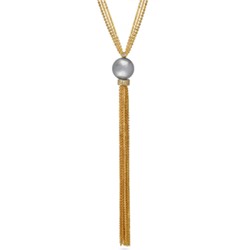 Кулон (Майорка светло-серая 16мм; покрытие золото) 85-90см, Есть комплект