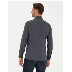 Lacivert Slim Fit Uzun Kollu Gömlek