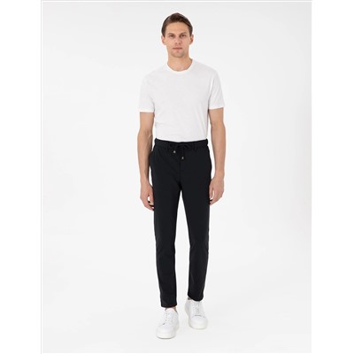 Lacivert Slim Esnek Jogger Fit Kanvas Pantolon
