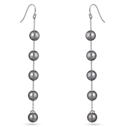 Серьги (Майорка темно-серая 8мм; покрытие родий), Есть комплект