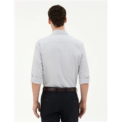 Gri Slim Fit Uzun Kollu Gömlek