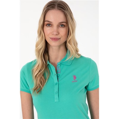 Kadın Mint Basic Polo Yaka Tişört