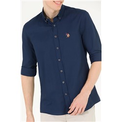 Erkek Lacivert Uzun Kollu Basic Gömlek