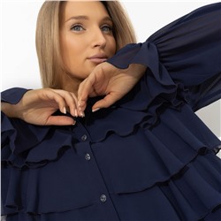 Блуза с воланами, Гипнотический стиль (синяя)