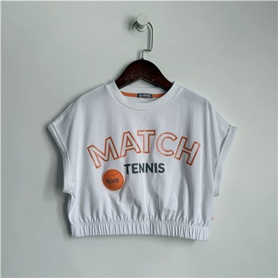 Детская короткая футболка на резинке к шортам выше, экспорт в Россию  ГУЛИВЕ*Р  Материал: 95% хлопок, 5% эластан