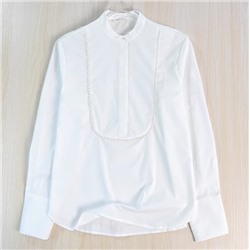 Женская нежная хлопковая рубашка с перламутровым украшением