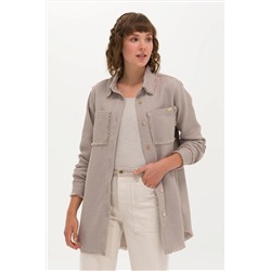 Kadın Bej Jean Gömlek