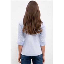 Kadın Açık Mavi Uzun Kollu Basic Gömlek