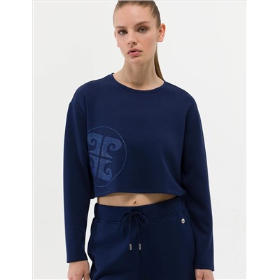 Lacivert Crop Top Sweatshirt