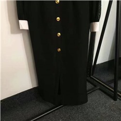 New Medusa Portrait из прозрачной сетки с золотыми пуговицами и открытыми плечами, платье с длинными рукавами на талии, черное, S-XL, [размер M; ширина плеч 36, обхват груди 90, обхват талии 78, длина рукава 66, Длинная одежда 135】