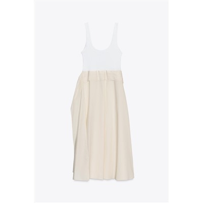 CONTRAST PLEATED DRESS