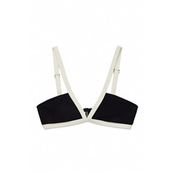 Top bikini triangular negro semi brillante