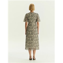 Платье миди из шифона с цветочным принтом, PL1722/contrast