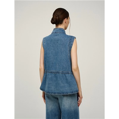 Синий жилет из денима с карманами