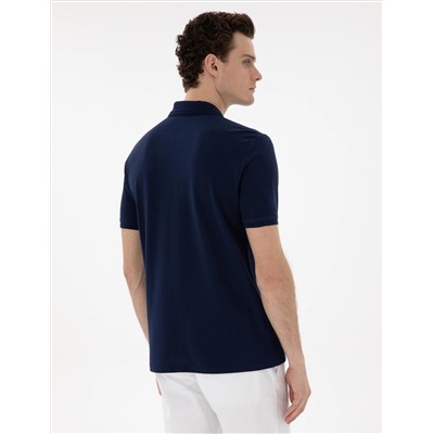 Lacivert Regular Fit %100 Pamuk Polo Yaka Basic Tişört