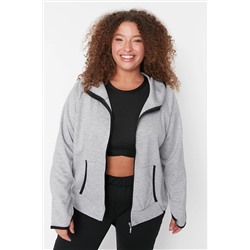Trendyol Curve Gri Kapüşonlu İnce Örme Sweatshirt TBBAW23AO00010