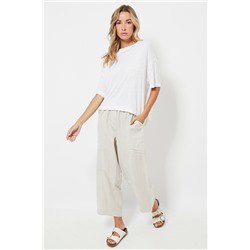 Pantalón 7/8 de lino - Beige