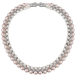 Колье Вальс (Майорка 7мм белая, светло-сиреневая; покрытие родий) 45см, Есть комплект