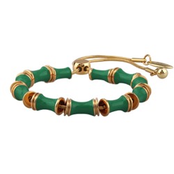 Браслет Бамбук (эмаль зеленая; покрытие золото) 23см, Есть комплект