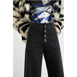 Vaqueros pierna ancha recta adorno