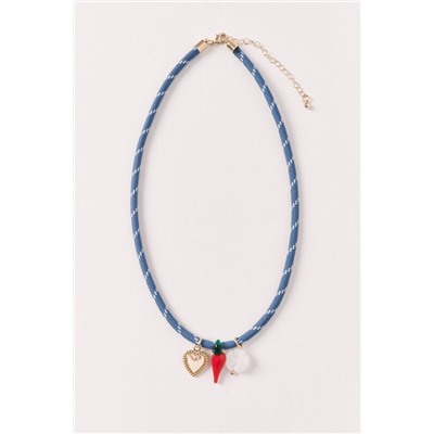 Collar cuentas chili, corazón y flor