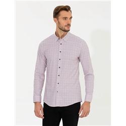 Bordo Slim Fit Uzun Kollu Gömlek