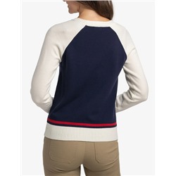 RAGLAN SLEEVE BASEBALL CREW NECK SWEATER