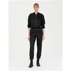 Siyah Parlak Dokulu Comfort Fit Pantolon