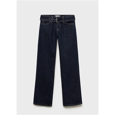 Jeans rectos tiro bajo cinturón