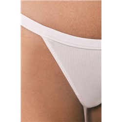 Tanga tira algodón canalé blanca