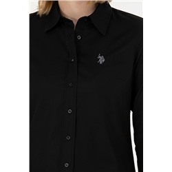 Kadın Siyah Uzun Kollu Basic Gömlek